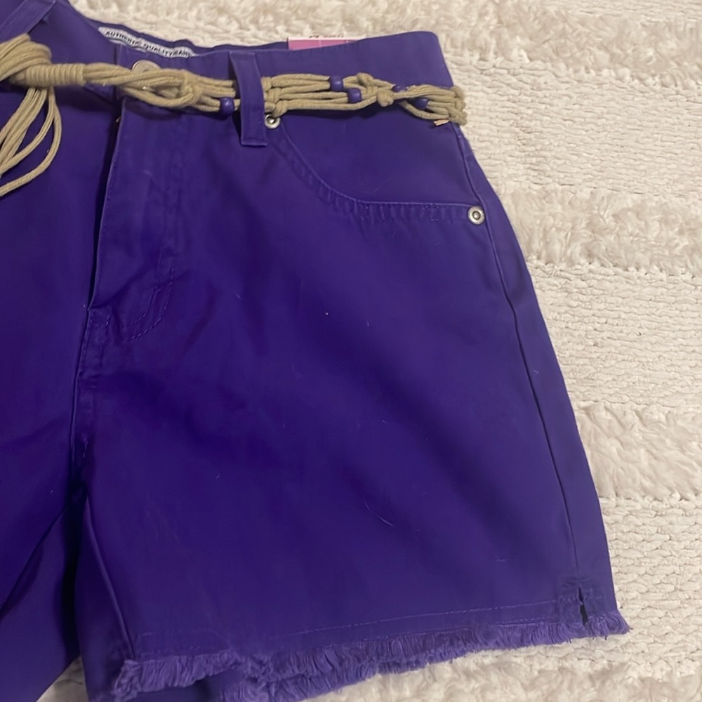 Y2K limited too short, fringe beaded belt purple 100% cotton girls size 14 slim - Picture 3 of 12